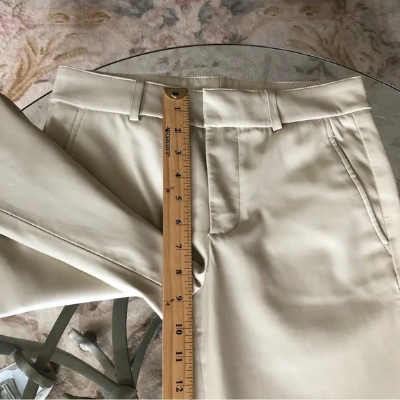 ZARA Ivory White Vegan leather Straight Leg Chino Style Pants 2 - Picture 7 of 9